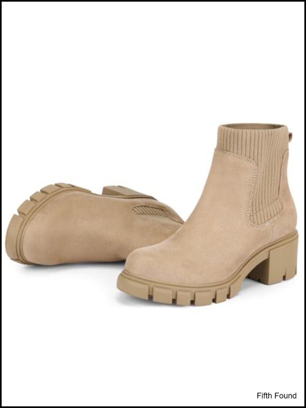 Chelsea Ankle Boots Suede Chunky Heel Slip On Lug Sole Fall Winter